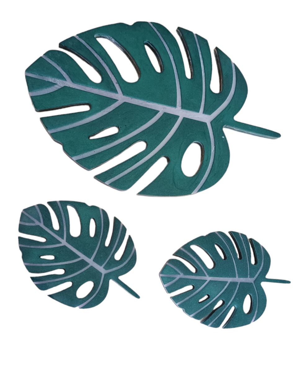 Petit plateau monstera avec ses 2 dessous de verre 