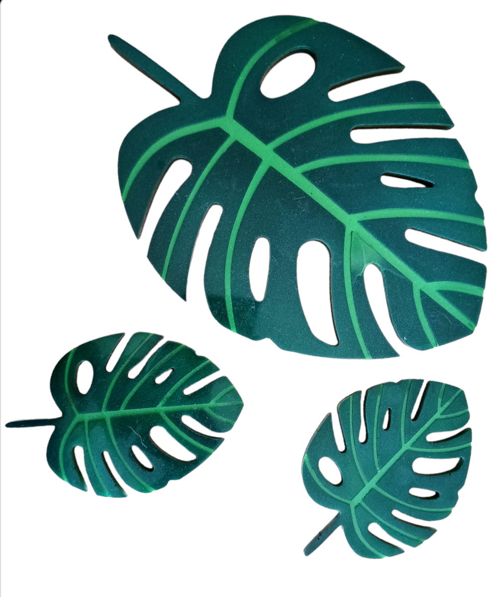 Image 2 du produit Petit plateau monstera avec ses 2 dessous de verre 